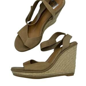 Dolce Vita Brown Leather Espadrille Wedge Sandals Womens 10 Heels Beachy Summer